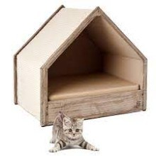 Wooden Cat Kennel With Scratching Post Wall